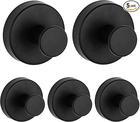 5 Pack Suction Cup Hooks for Shower, Suction Cup Towel Hooks for Bathrooms, Adhesive Wall Hook, SUS304 Waterproof Stainless Steel Hooks for Bathroom, Bedroom, Kitchen, Hotel and Office