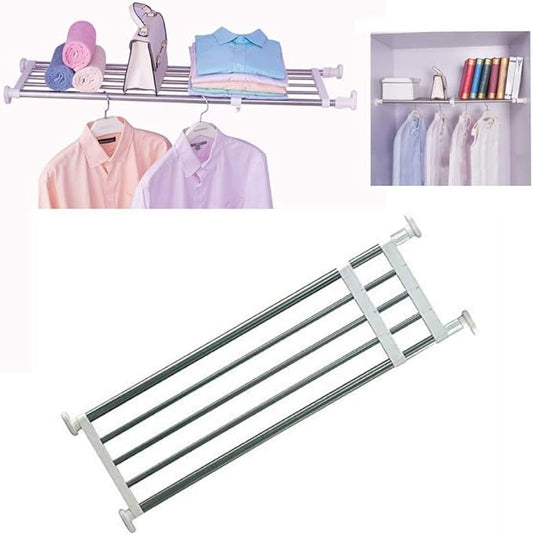 BAOYOUNI Tension Closet Shelves Stainless Steel Rustproof Storage Rack Bathroom Kitchen Organizer Shelf Dividers Ivory, 23.62-31.5 Inches-NeatNest