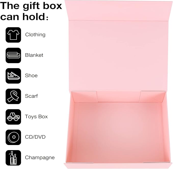 Aimyoo Pink Magnetic Gift Boxes with Lids 13.8x9x4.3 in, Large Bridesmaid Groomsman Proposal Box, Rectangle Collapsible Box for Present Graduation Birthday Storage 5 Pack-NeatNest
