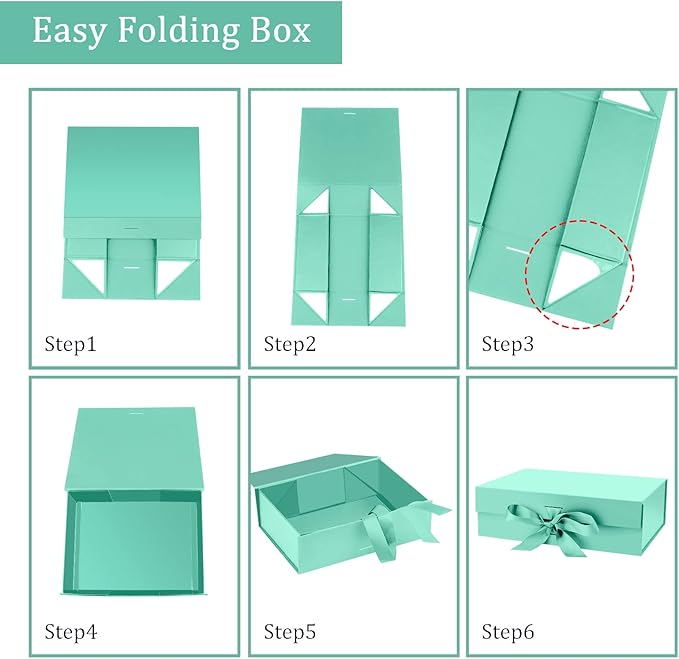 Gift Box with Lid for Presents 10.5x7.5x3.1 Inches with Ribbon and Magnetic Closure(1-Pack) (Robin Blue)-NeatNest