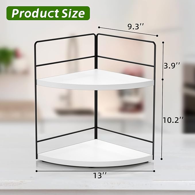ZGO 2-Tier Bathroom Counter Organizer, Corner Skincare Organizers, Bathroom Organizer Countertop, Makeup Organizer for Vanity Storage, Bathroom Counter Storage(White)-NeatNest