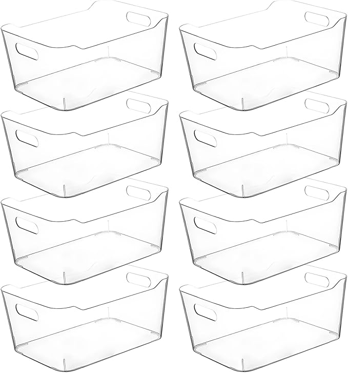 Clear Extra Large Plastic Storage Bins, Pantry Organizers and Storage Containers Fridge Organizer Bins for Organizing Home, Kitchen Organization. Bathroom, Refrigerator, Freezer, Laundry Room-NeatNest