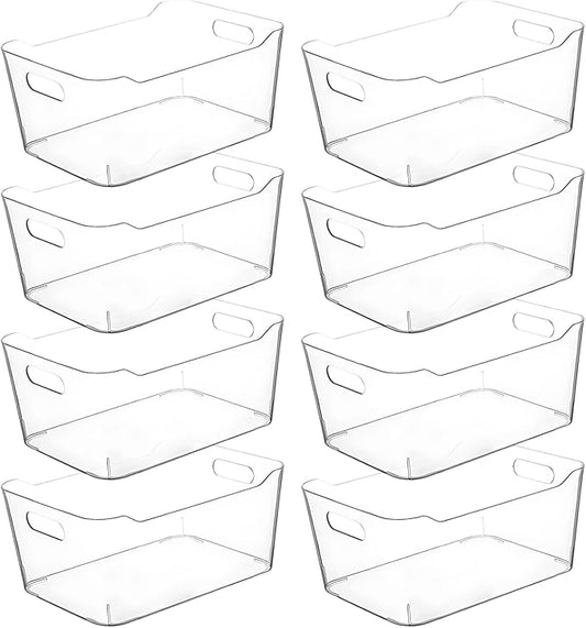 Clear Extra Large Plastic Storage Bins, Pantry Organizers and Storage Containers Fridge Organizer Bins for Organizing Home, Kitchen Organization. Bathroom, Refrigerator, Freezer, Laundry Room-NeatNest