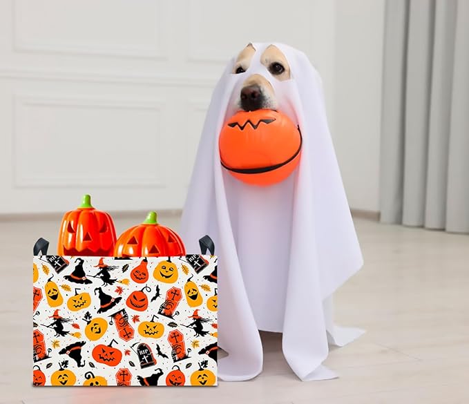 CLOCOR Rectangular Storage Basket Empty,Gift Basket for Kids,Waterproof Toy Storage Bin with Handles,Room Decor(Witch Halloween)-NeatNest