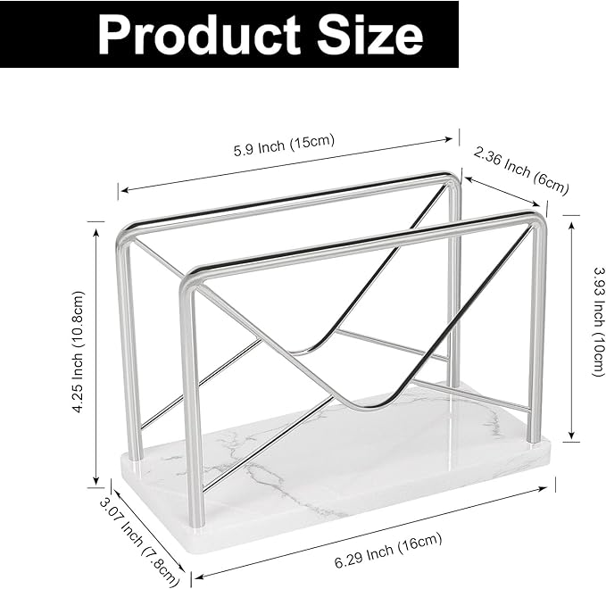 Modern Mail Holder for Home Office, Metal Letter Organizer Sorter for Desk, Cutout Mail Envelope Design, Bill Filling Paper Document Rack, Envelope Storage Rack with Marble Base