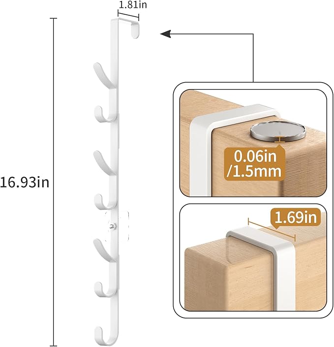 Over The Door Hooks, Metal Door Hooks for Hanging,Door Purse Organizer for Door Coat Hanger, Back of Shower for Hanging Towel Rack Clothes, Hat, Bathroom Bathroom Dorm Bedroom Closet (White-4Packs)