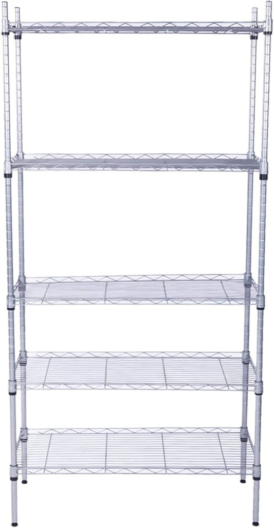 5 Tier Adjustable Storage Shelf Metal Storage Rack Wire Shelving Unit Storage Shelves for Pantry Closet Kitchen Laundry Bathroom (Silver14-5-Tier)