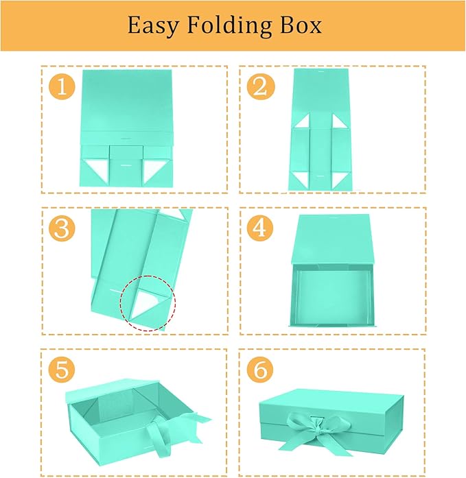 10.5"X7.5"X3.1" Green Magnetic Gift Box with Lid and Ribbon for Presents-NeatNest