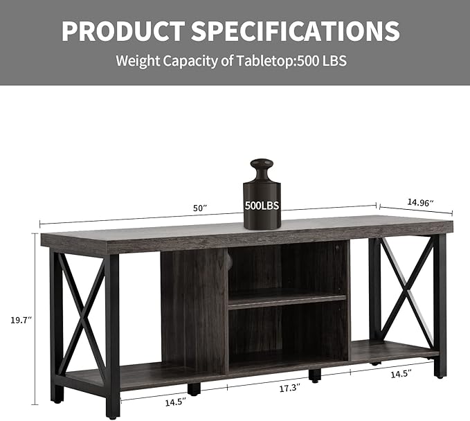 GAZHOME TV Stand for TV up to 55 Inches, TV Cabinet with Open Storage, TV Console Unit with Shelving for Living Room, Entertainment Room, Grey-NeatNest