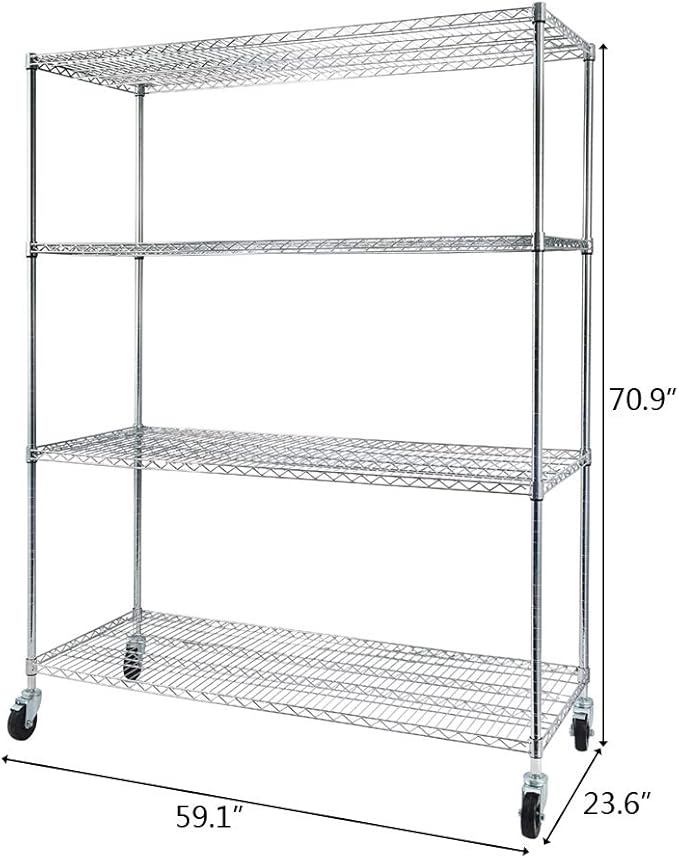 4 Tier Adjustable Storage Shelf Metal Storage Rack Wire Shelving Unit Storage Shelves Metal for Pantry Closet Kitchen Laundry