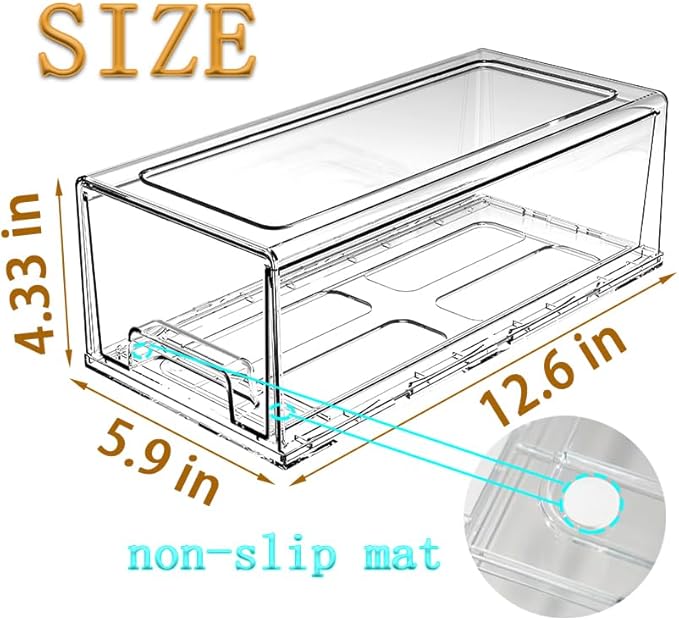 clear Drawer-Type Plastic Storage Box Bins Organizer，Family First Aid Kits Medicine cabinet Box Organizer,Closet ，Shelf，Ointments, Adhesive Bandages，Cosmetics,Office Items (clear, 2M)-NeatNest