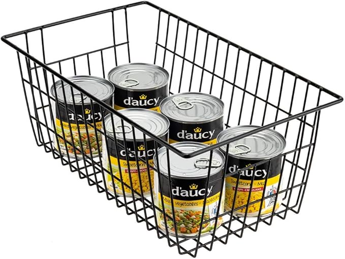 SANNO Wire Storage Baskets Freezer Baskets Farmhouse Organizer Storage Bins Large Organizer Bins for Storage, Office, Bathroom, Pantry Organization Storage Bins Rack with Handles 6 Pack