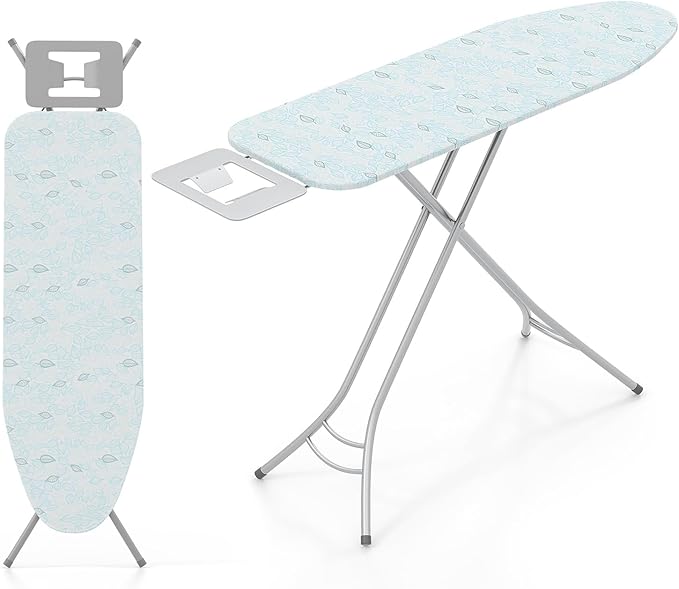 GOFLAME Folding Ironing Board, Height Adjustable Ironing Board w/Iron Rest, Removable Cover, Sturdy Metal Frame, 48.5" x 15.5" Compact & Portable Ironing Board for Household (Turquoise)
