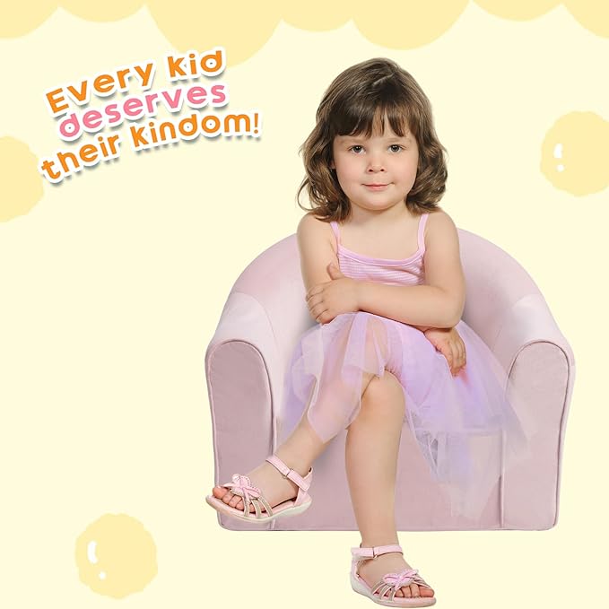 ALIMORDEN Adorable Toddler Chair, Snuggly Soft Foam Seat for Little Ones with Removable Washable Cover - Small Kids Reading Couch, Pink-NeatNest