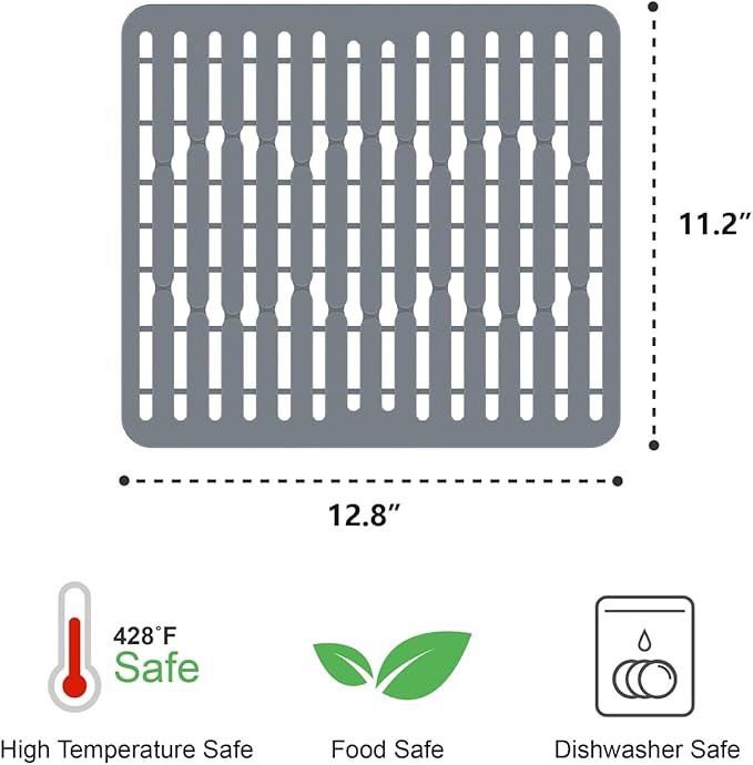 GSlife in Sink Dish Drying Rack - Stainless Steel Capacity Expandable Dish Drainer with Sink Protector, 10.8–17.9" L x 12.8" W, Silver