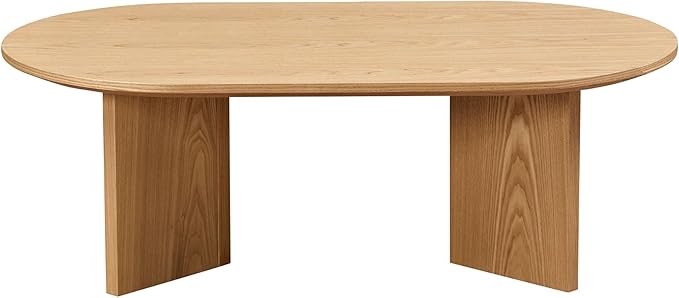 KEVINSPACE W39.37 Oval Coffee Table for Living Room Home Modern with Design CoffeeTable Legs Wood Accent Center Table Mid Century Minimalist Tea Table Cocktail Table Office Oak