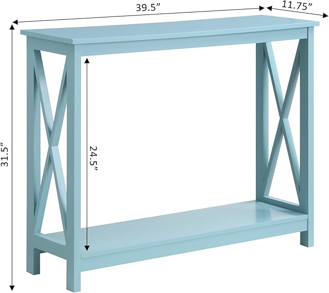 Convenience Concepts Oxford Console Table 39.5" - Sofa Table with Storage Shelf, Transitional Entryway Hall Table for Living Room and Bedroom, Display Foyer Table, Sea Foam Blue-NeatNest