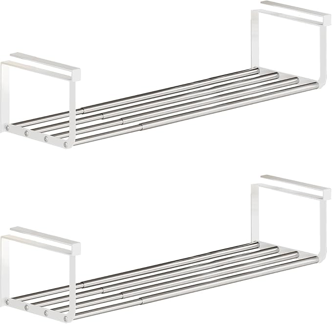 Expandable Shoe Rack Organizer - Adjustable Shoe Rack & Under Cabinet Shelf - for Shoe or Clothing Storage and Organization, Under Shelf Storage (Stainless,2Pcs)-NeatNest