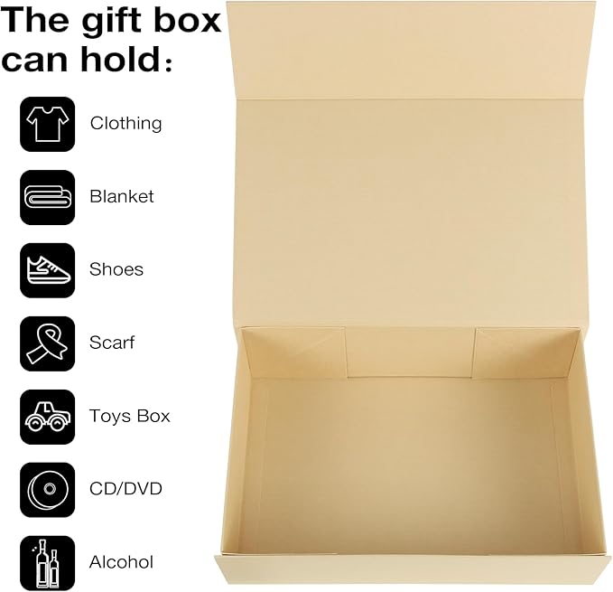 Aimyoo Striped Brown Magnetic Gift Boxes with Lids 13.8x9x4.3 in, Large Bridesmaid Groomsman Proposal Box, Rectangle Collapsible Box for Present Graduation Birthday Storage 5 Pack-NeatNest