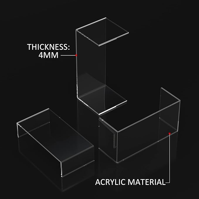 Clear Riser Shelf 3pcs, Desktop Rectangular Acrylic Display Shelves Organizer, Acrylic Stands for Funko Pop Figure, Perfumes, Bags, Shoes, Glasses, Plants, Toys, Collectibles - 8''x8.5''x9''-NeatNest