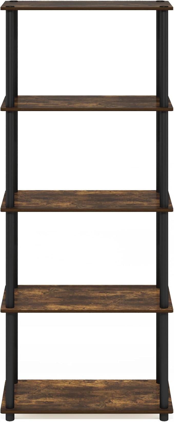 Furinno Turn-N-Tube 5-Tier Multipurpose Shelf Display Rack, Amber Pine/Black-NeatNest