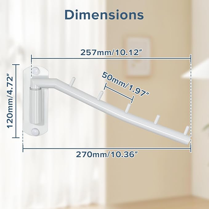 Alise Swing Clothes Hanger Rack,Garment Racks Wall Mount Clothes Bar-Hanger Holder Hooks Heavy Duty Folding Drying Rack Space Saving Clothing Hanging System Closet Storage Organizer,White-NeatNest