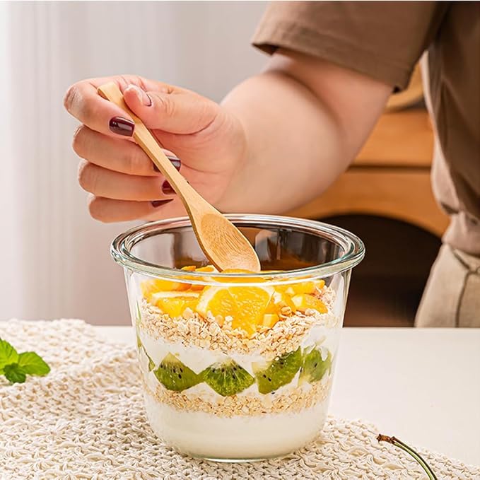 24 Oz Glass Food Storage Container, 3 Cup Round Glass Soup Container with Airtight Lids, Round Food Containers, Leakproof Soup Storage Container, DishwasherMicrowave & Freezer Safe (4 Pack)