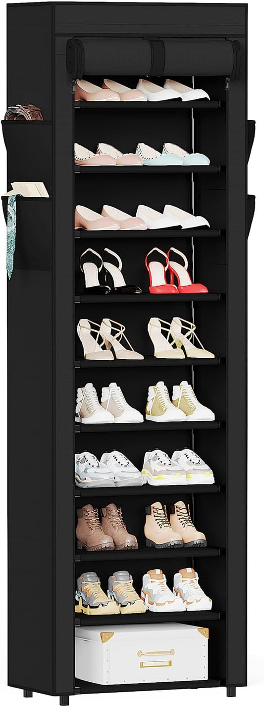Mavivegue Shoe Rack with Cover, 10 Tier Tall Shoe Organizer for 18-22 Pairs of Shoes, Shoe Cabinet for Entryway, Closet-NeatNest