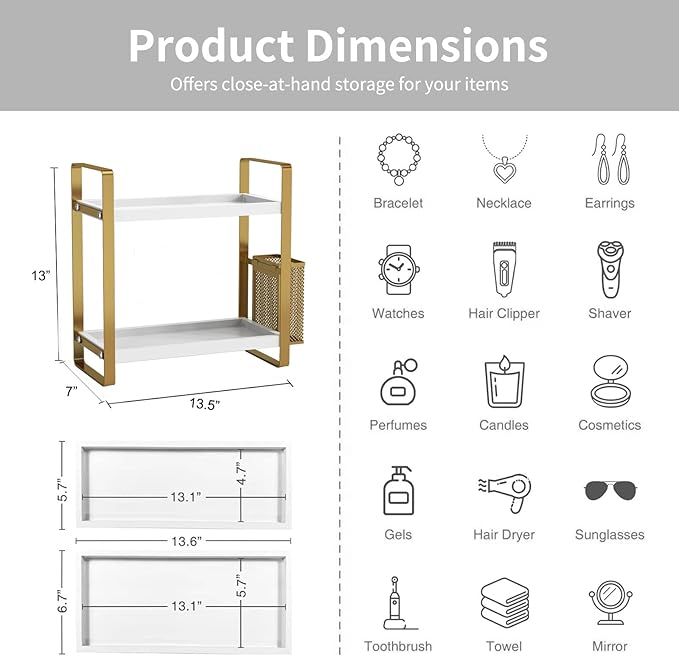 LEMIKKLE Bathroom Counter Organizer with Basket, Skincare,Makeup Organizers for Vanity,Storage Organizers for Bathroom, Kitchen, Dresser（White）-NeatNest