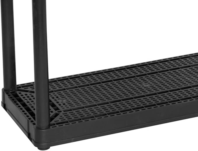 Gracious Living 4 Shelf Fixed Height Ventilated Medium Duty Shelving Unit, Organizer System with 10-Gallon Storage Bins & Lids, Black