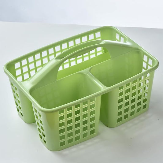 Portable Shower Caddy Basket,Convenient Cleaning Supplies Organizer with Compartments and Handle,Ideal for Bathroom, Bedroom, Kitchen, College Dorm,Garden,etc.12.4" x 7.4" x 5.1"green