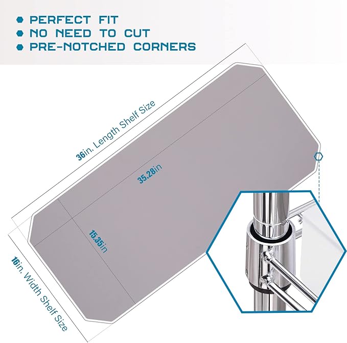 BRIAN & DANY Wire Shelf Liner 16" X 36", Heavy Duty Shelf Liners for Wire Shelving, Waterproof Protector Mats, Set of 5, Charcoal-NeatNest