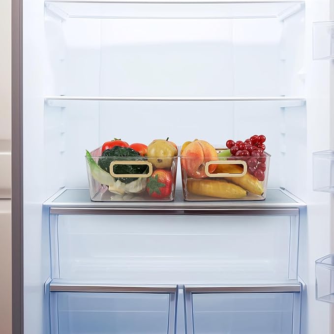 Clear Plastic Organizing Bins, Plastic Pantry Storage Baskets for Fridge, 6-Packs-NeatNest
