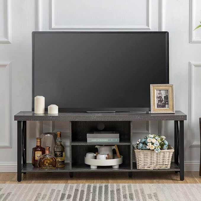 GAZHOME TV Stand for TV up to 55 Inches, TV Cabinet with Open Storage, TV Console Unit with Shelving for Living Room, Entertainment Room, Grey-NeatNest