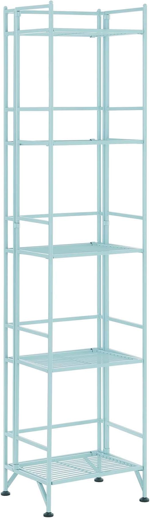Convenience Concepts Xtra Storage Shelves - 5-Tier Folding Metal Storage Shelves, Closet Organizer for Office, Laundry Room, Bedroom, Garage, Kitchen, Bathroom, Sea Foam-NeatNest