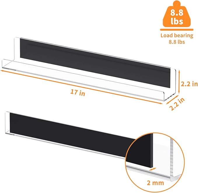 Carmanon Magnetic Book Shelf for Whiteboard, Reusable Acrylic Book Display Shelf with Strong Adsorption Capacity, Magnetic Book Holder for Classroom Refrigerator Office Teacher Kids, Clear-NeatNest