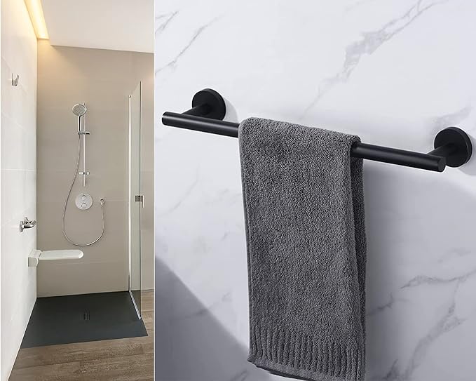 16 Inch Towel Bar for Bathroom 9/12/16/24/28/33 Inch Kitchen Hand Towel Holder Matted Black SUS304 Stainless Steel RUSTPROOF Wall Mount Towel Rod (1, Matted Black, 16 Inch)