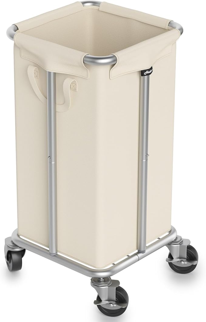 Laundry Basket with Wheels, 115L Rolling Laundry Hamper Large Dirty Clothes Hamper Cart with Steel Frame and Removable Bag, Bedroom Bathroom Dorm Room Laundry Room Organization Hampers, Beige