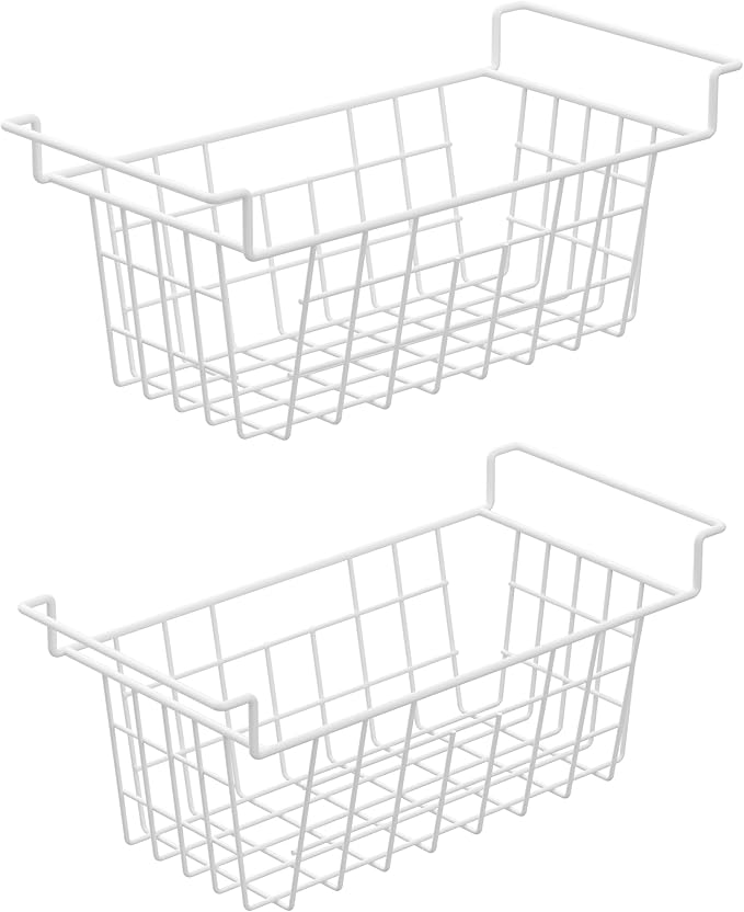 Chest Freezer Organizer Bins, Deep Freezer Basket Storage Wire Metal Hanging Baskets 17.5inch 2Packs