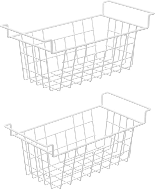 Chest Freezer Organizer Bins, Deep Freezer Basket Storage Wire Metal Hanging Baskets 17.5inch 2Packs