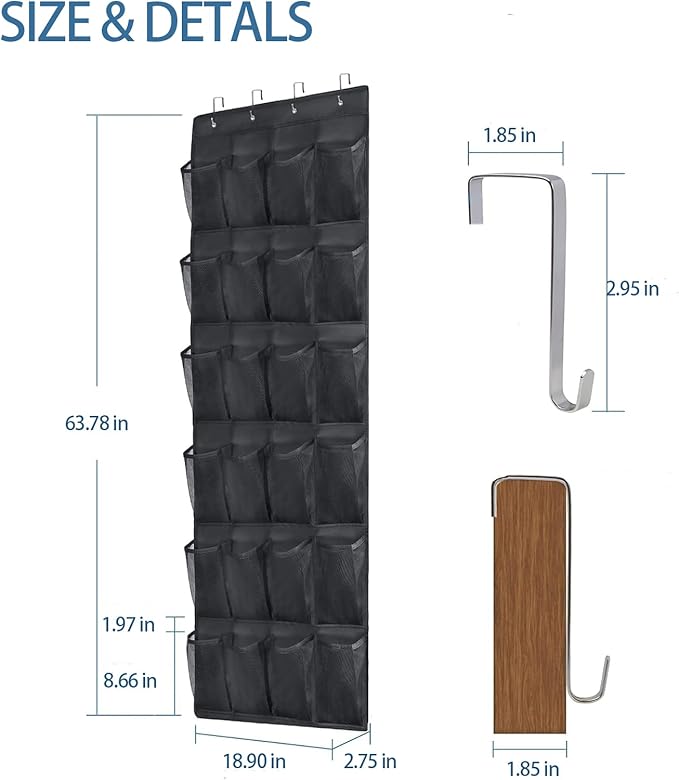 Over the Door Shoe Organizer 24 Extra Large Pockets Hanging Shoe Rack Holder for Closet Storage Hanging Shoe Organizer-NeatNest