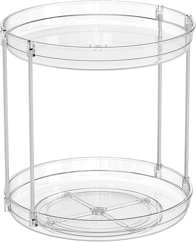 2 Tier Lazy Susan Turntable for Cabinet,Countertop,Pantry,9.5"W Spinning Seasoning Organizer,Double Rotating Kitchen Spice Rack Organizer and Condiments,Medicine,Vitamin Bottle Organizer Carousels,2Pc-NeatNest