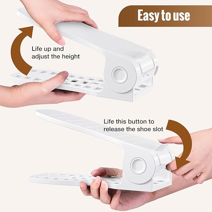 Neprock Shoe Slots Organizer for Closet,16 Pack Upgraded Thickned Shoe Storage Space Saving Shoe Rack, Closet Shoe Organizer Shoe Holder Shoe Stackers for Closet Organization（White）-NeatNest