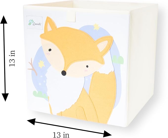 Fox Storage Cube- Organizer for Nursery, Playroom, Bedroom, Closet. Foldable Box 13x13x13 inches. Children's Toy Box, Diaper Caddy, Clothing Basket, Book Bin, Baby Essentials & Kids Gift-NeatNest
