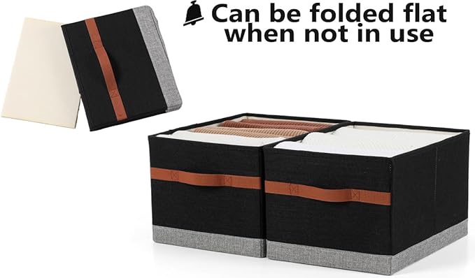 ALYER Collapsible Fabric Storage Organizer with Handles,Shelf Bins Box Container for Bedroom Office Closet Babies Nursery Toys Books Clothes (Black&Gray, 15.8" x 12" x 10")