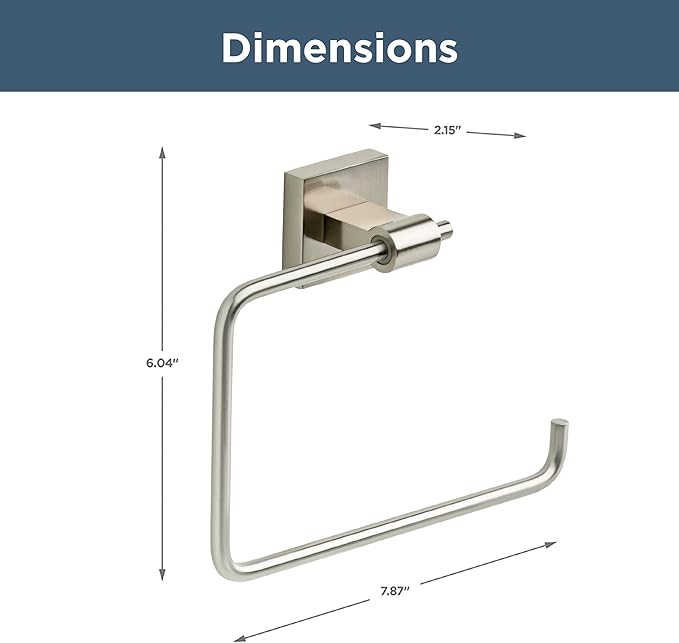 Franklin Brass Maxted (1-Pack) Hand Towel Holder Satin Nickel Towel Racks for Bathroom Wall Square Towel Ring Holder for Bath Towel Hanger for Kitchen, Bathroom Accessories MAX46-SN