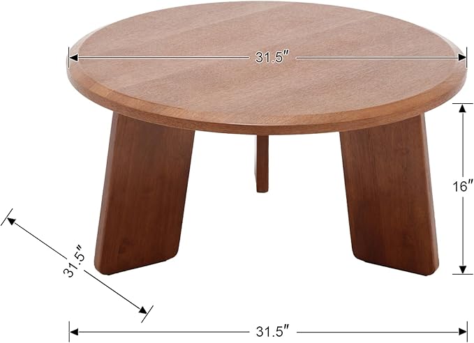 chairus 32 Inches Round Coffee Table Solid Wood Side Table Cute Circle End Table for Living Room, Home Decor, Balcony, Walnut-NeatNest