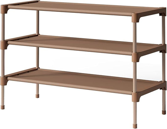 Kitsure Shoe Rack - Non-Woven Shoe Rack Shelf, Shoe Organizer for Closet, Entryway, Garage & Corridor, Stackable Shoe Shelves, Medium, Brown