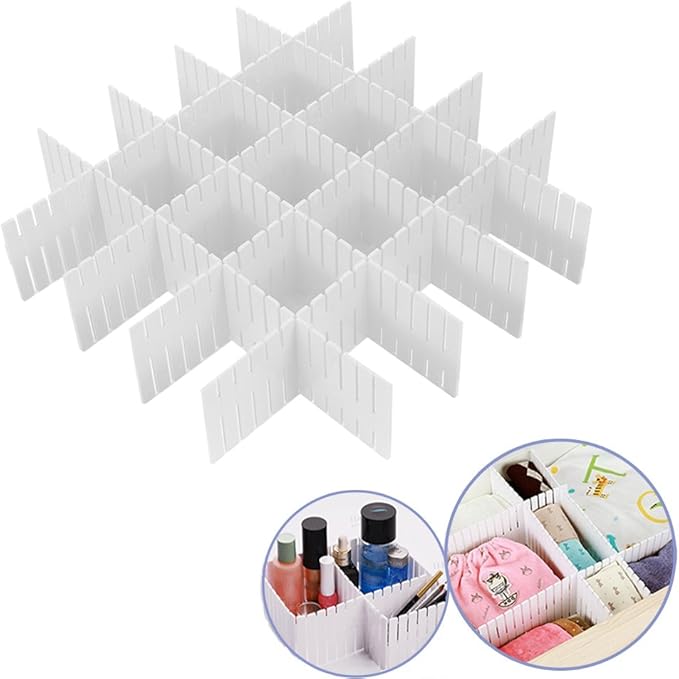 8pcs DIY Plastic Drawer Organizer Adjustable Drawer Dividers for Home Tidy Closet, Socks, Underwear, Office School Supplies, Kitchen Utensil Tools (White)-NeatNest