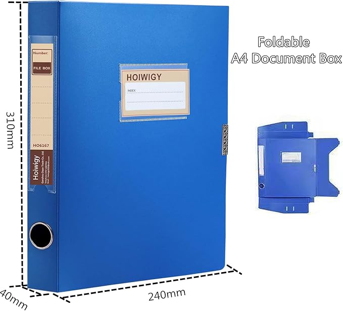 A4 Document Box Plastic Archive Cases with Lid, 31×24x4 cm, File Folder Organizer Document Storage File Boxes for Office, School, Letter Size Paper (Blue (8 Packs))